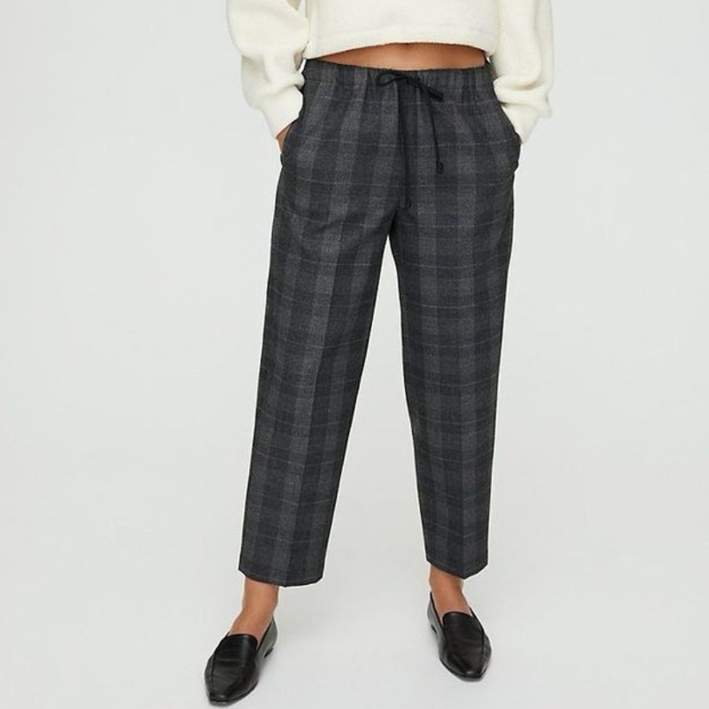 Babaton Charcoal Plaid Cropped Pants
